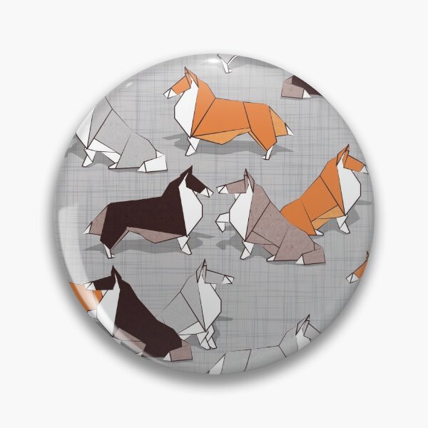 Item preview, Origami Collie doggie friends // grey linen texture background white orange brown paper and cardboard dogs designed and sold by SelmaCardoso.
