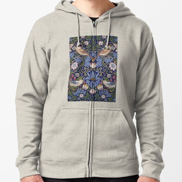 William Morris Strawberry Thief Design 1883 Zipped Hoodie