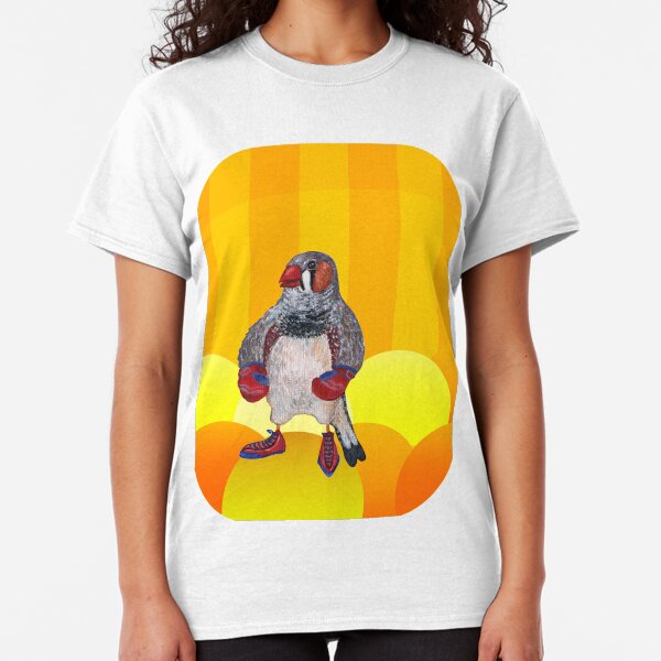 The Energetic Zebra Finch with Boxing Gloves Classic T-Shirt
