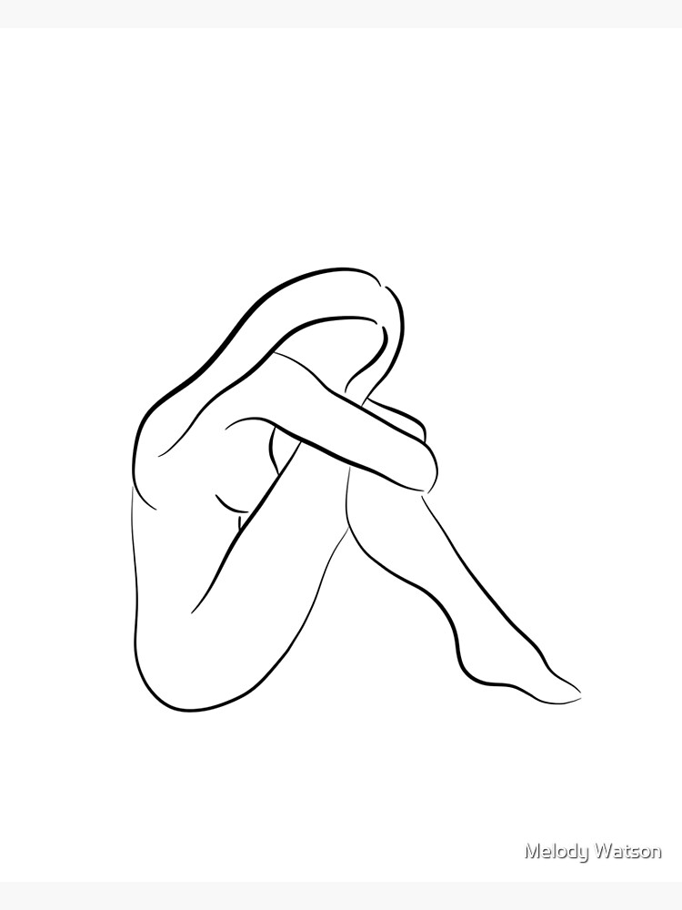 Sad, unhappy young woman sits hugging her knees. - Stock Illustration  [93487212] - PIXTA