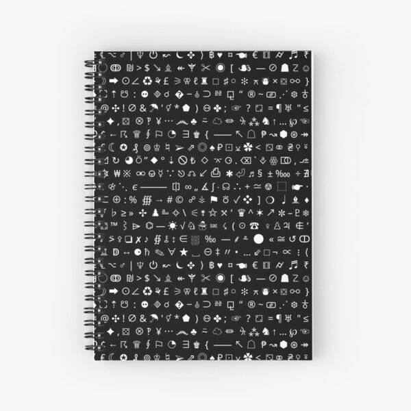 Esoteric symbols notebook - Unicode special characters - white/black Spiral Notebook