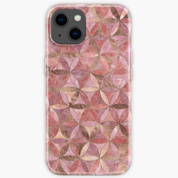 Flower of life pattern - Rose Quartz and gold iPhone Soft Case