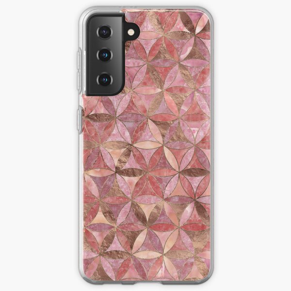 Flower of life pattern - Rose Quartz and gold Samsung Galaxy Soft Case
