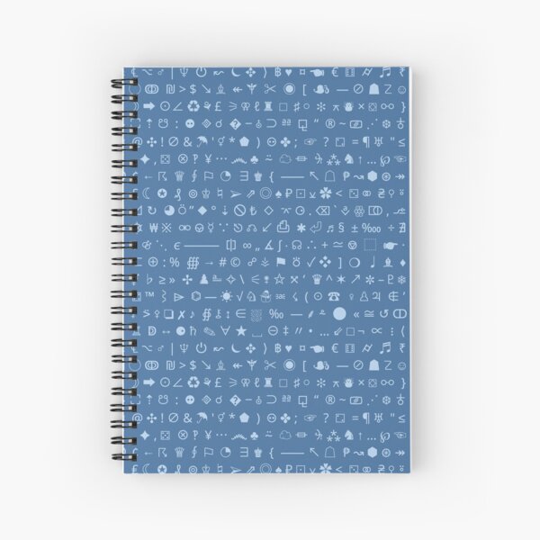 Esoteric symbols notebook - Unicode special characters - blue/airmail Spiral Notebook