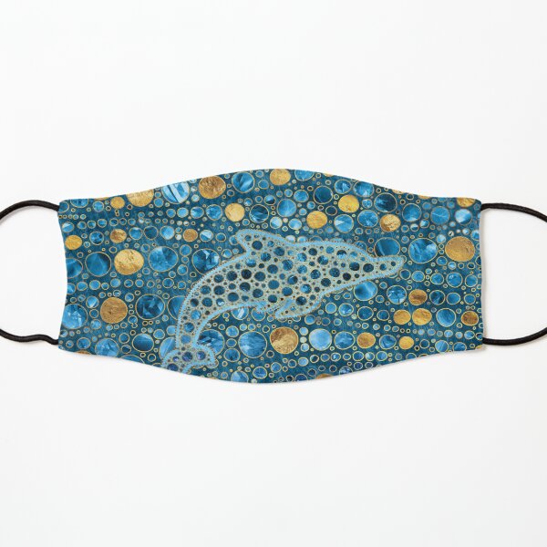 Dot Art Dolphin - Blue gemstone and Gold Kids Mask
