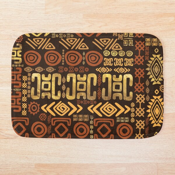 Ethnic African Pattern- browns and golds #11 Bath Mat