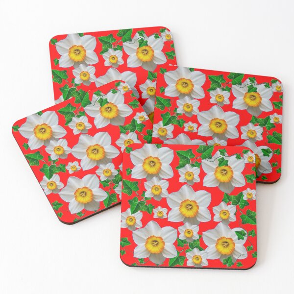 Item preview, SPRING WHITE DAFFODILS IN  RED GARDEN  designed and sold by sharlesart.