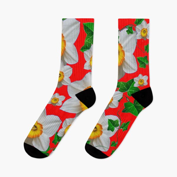 Item preview, SPRING WHITE DAFFODILS IN  RED GARDEN  designed and sold by sharlesart.