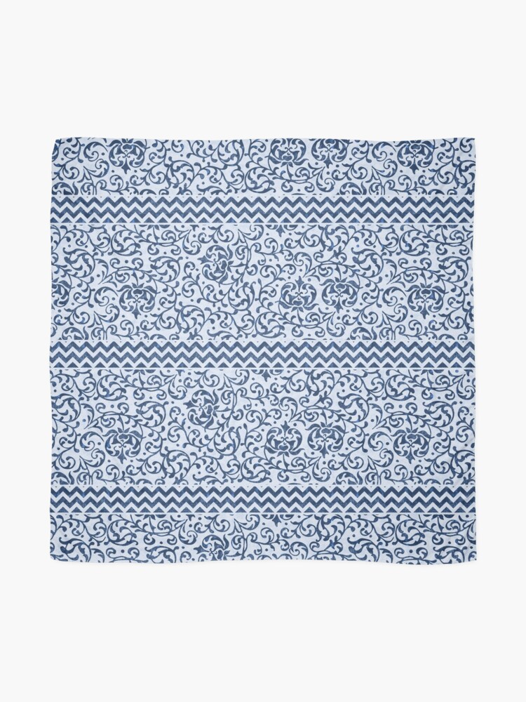 Alternate view of Damask Chevron Blue and White Scarf