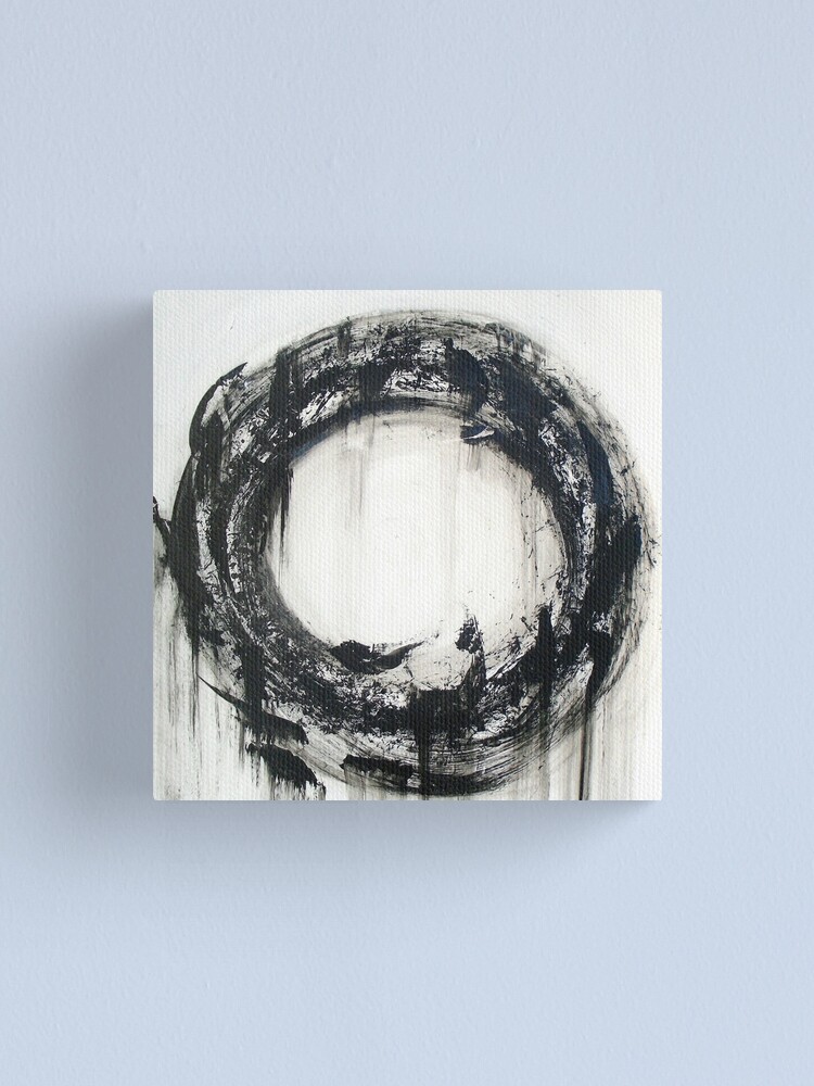 Large Black And White Abstract Circle Wall Art Zen Canvas Print By Hollyanderson Redbubble