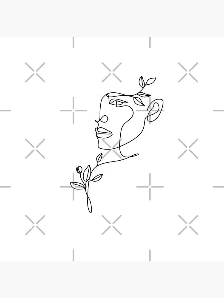 Nature woman head. Line art female face by OneLinePrint