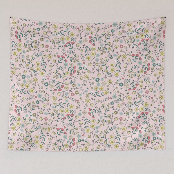 Item preview, Small flowers on pink background - seamless pattern designed and sold by colorofmagic.