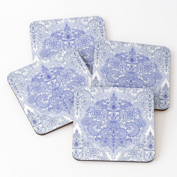 Item preview, Happy Place Doodle in Cornflower Blue, White & Grey designed and sold by micklyn.