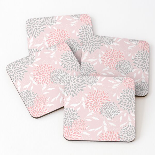Item preview, Floral Leaves and Blooms, Pink and Gray designed and sold by meggydesigns.