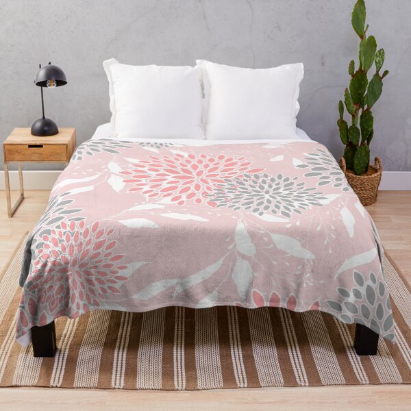 Item preview, Floral Leaves and Blooms, Pink and Gray designed and sold by meggydesigns.