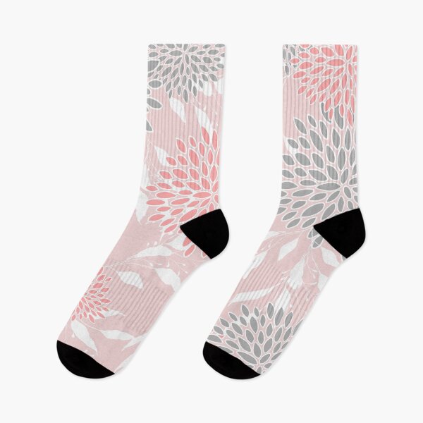 Item preview, Floral Leaves and Blooms, Pink and Gray designed and sold by meggydesigns.