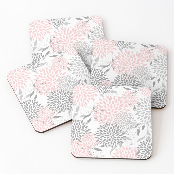 Item preview, Floral Leaves and Blooms, Pink, Gray and White designed and sold by meggydesigns.