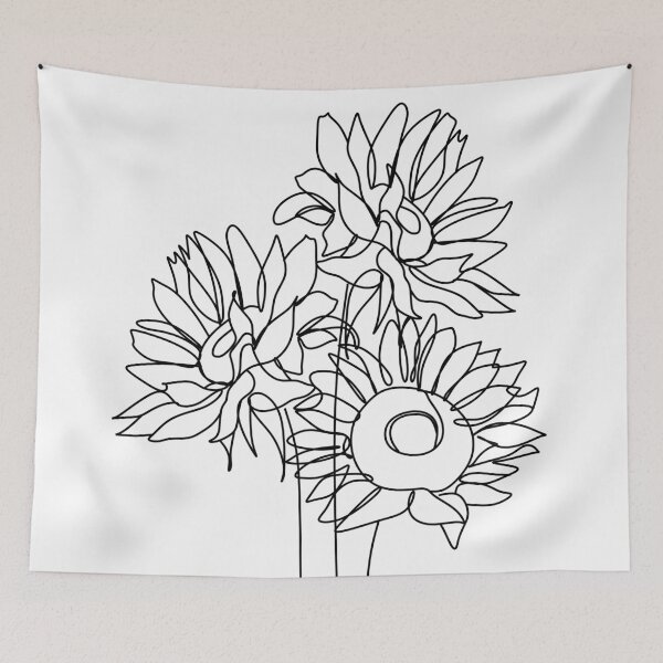 Item preview, sunflower line drawing. sunflowers line art. Flower bouquet designed and sold by OneLinePrint.
