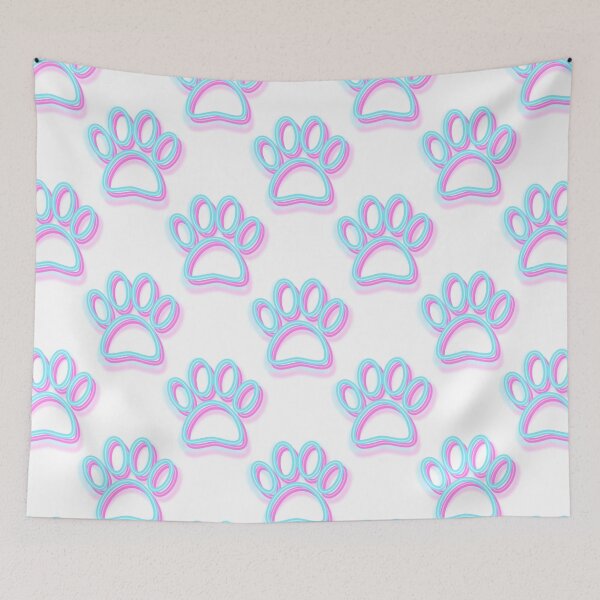 Item preview, Pink And Blue Neon Dog Paw Prints designed and sold by Almdrs.