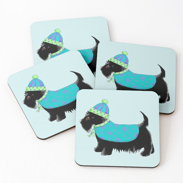 Item preview, Scottie Terrier Dog with Turquoise Cap and Coat designed and sold by phyllisdobbs.