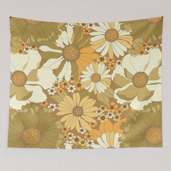 Item preview, Brown, Orange, Ivory & Green Vintage Flower Pattern designed and sold by Eyestigmatic.
