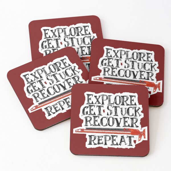Explore, Get Stuck, Recover, Repeat Coasters (Set of 4)