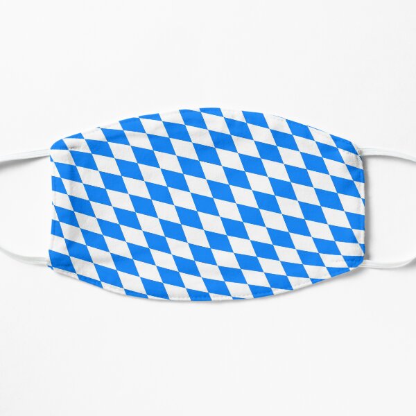 Bavarian Blue and White Diamond Flag Pattern Flat Mask