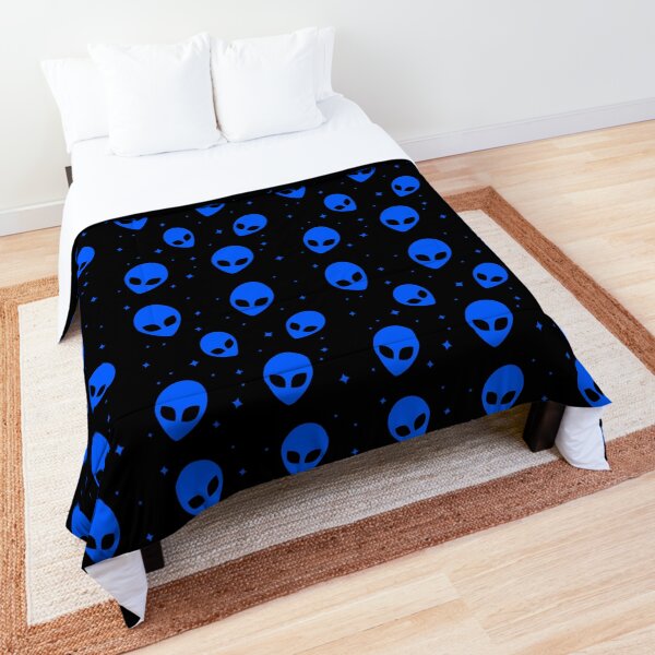 Blue and black alien pattern Comforter