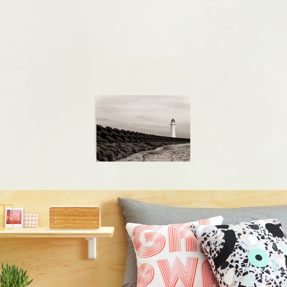 Lighthouse and seawall Photographic Print