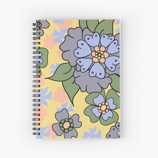 Flower Doodle LineArt Collection Seamless Surface Pattern Spiral Notebook