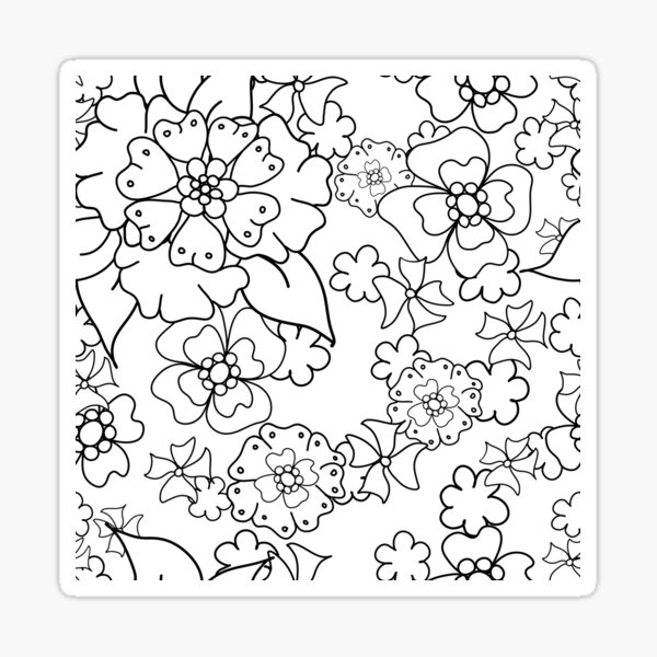 Flower Doodle LineArt Collection Seamless Surface Pattern Sticker