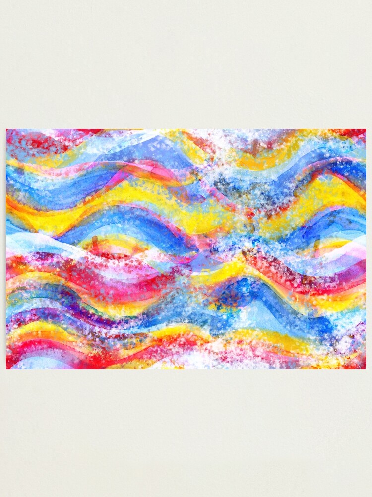 Alternate view of Rainbow waves watercolor Photographic Print