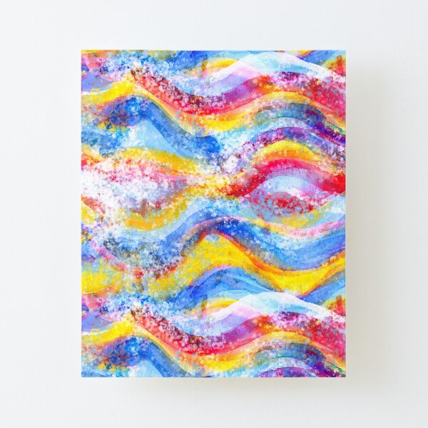 Rainbow waves watercolor Canvas Mounted Print