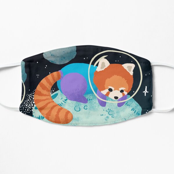 Red Space Pandas Flat Mask
