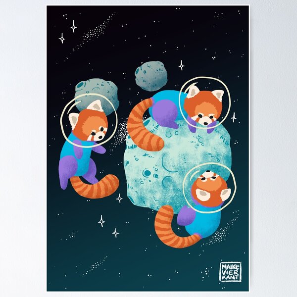 Item preview, Red Space Pandas designed and sold by Maike Vierkant - Connecting the Cute and the Nerdy.