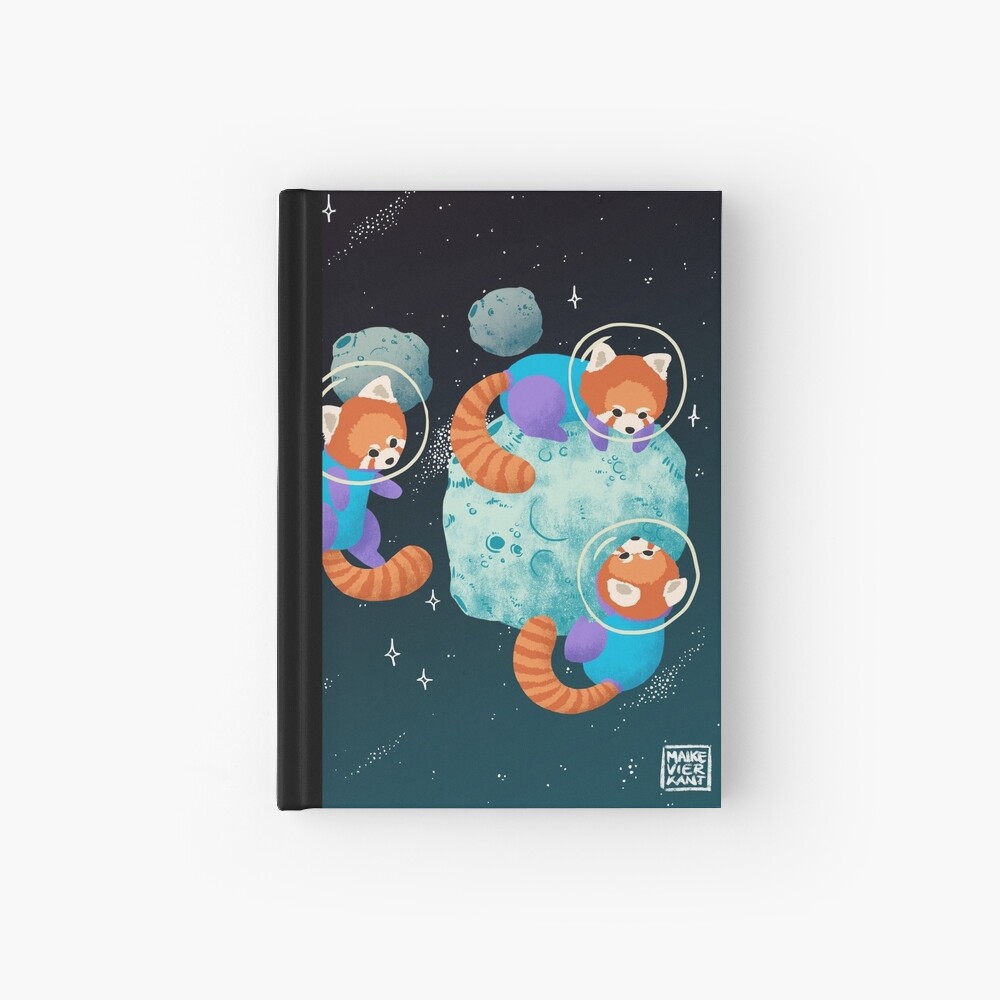Red Space Pandas Hardcover Journal