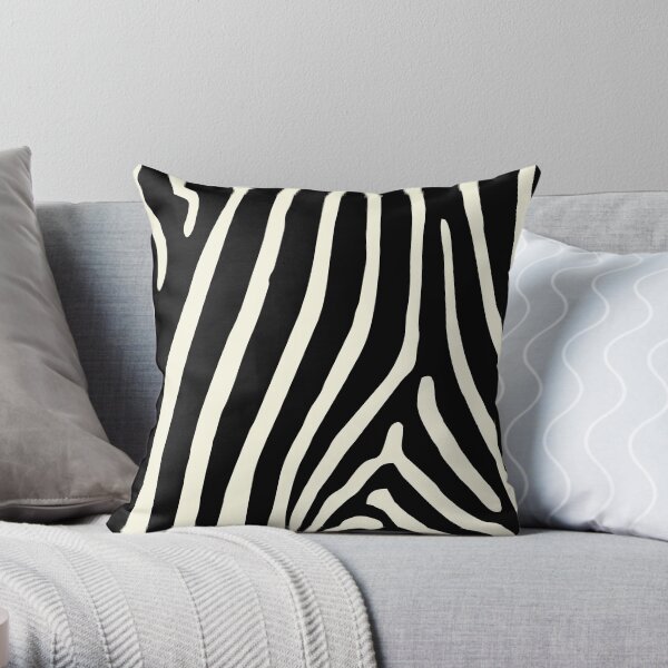 Zebra Print in Zebra Stripes Pattern Throw Pillow