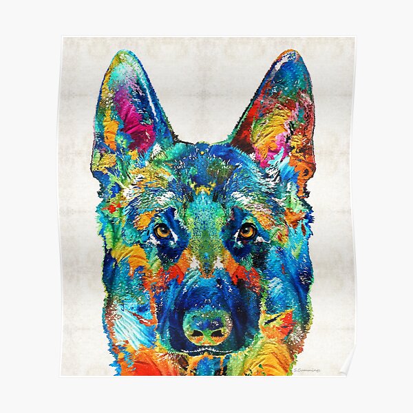 Colorful German Shepherd Dog Art By Sharon Cummings Poster