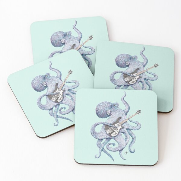 Item preview, SUP - the bass playing Octopus (blue) designed and sold by ShorelineSally.