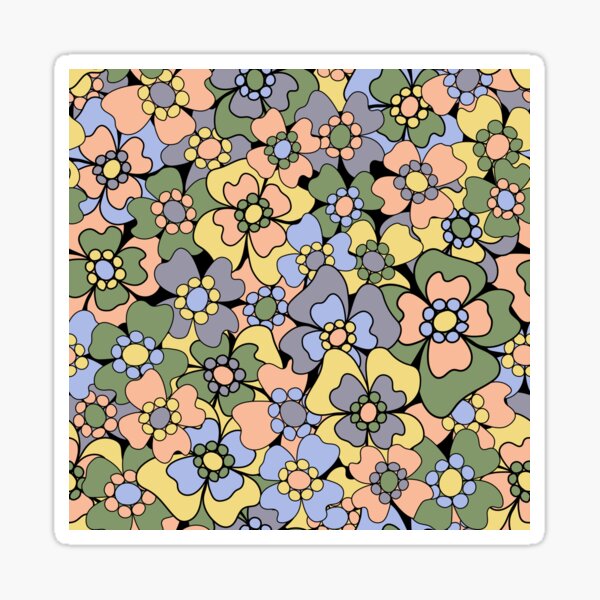 Flower Doodle LineArt Collection Seamless Surface Pattern Sticker