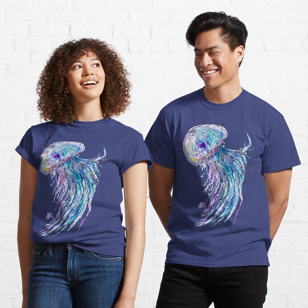 Jelly fish watercolor and ink painting Classic T-Shirt
