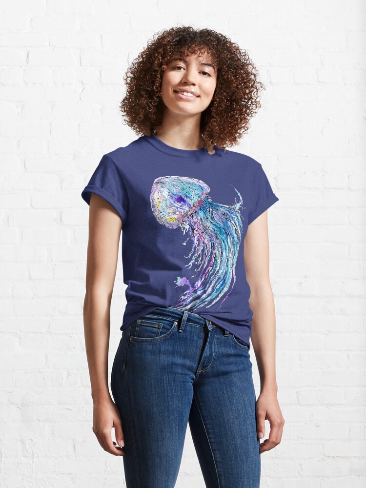 Alternate view of Jelly fish watercolor and ink painting Classic T-Shirt