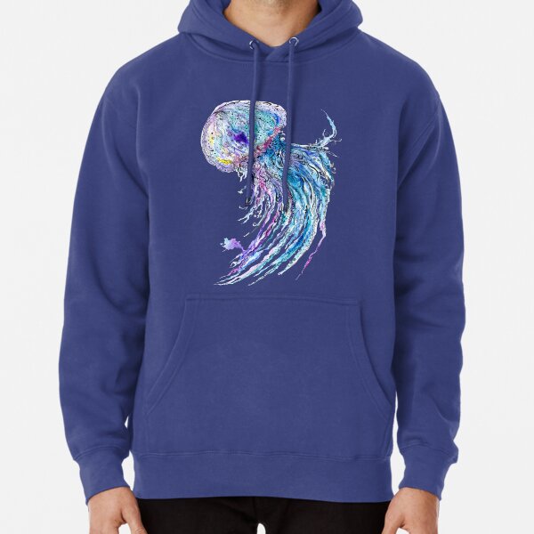Jelly fish watercolor and ink painting Pullover Hoodie