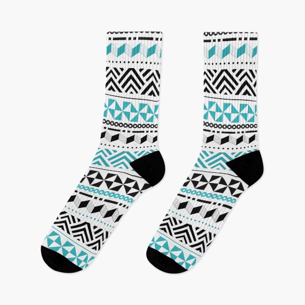 Item preview, Tribal Chevron Black and Aqua Stripes designed and sold by AntiqueImages.