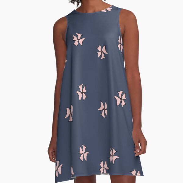 Flower Doodle LineArt Collection Seamless Surface Pattern A-Line Dress
