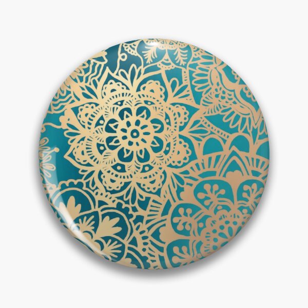 Item preview, Teal Green and Gold Mandala Pattern designed and sold by Julie Erin Designs.