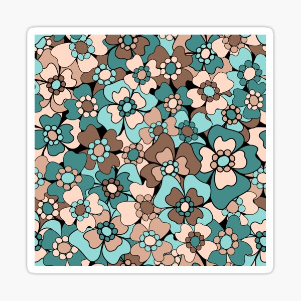 Flower Doodle LineArt Collection Seamless Surface Pattern Sticker
