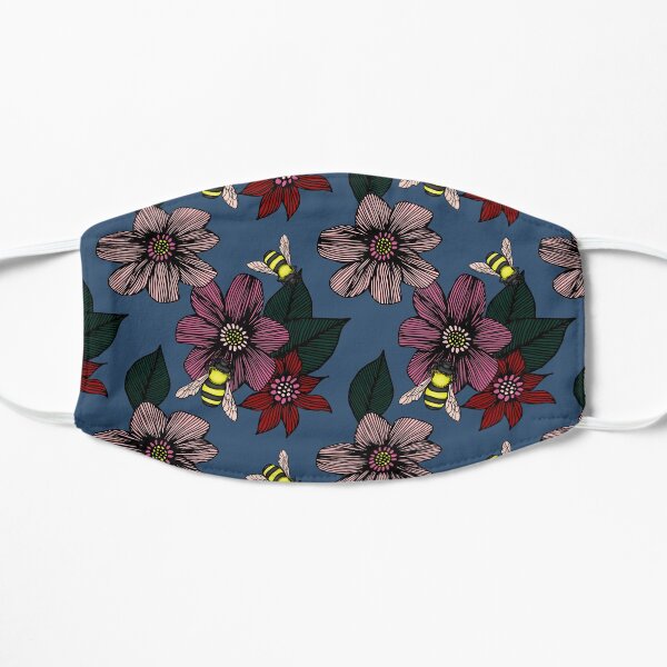 Dark Flowers with Bees Pattern Small Mask