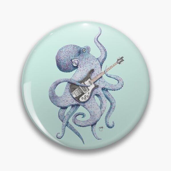 Item preview, SUP - the bass playing Octopus (blue) designed and sold by ShorelineSally.