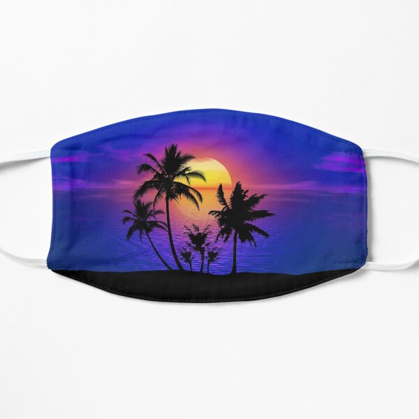 Tropical Sunset Palm Trees Flat Mask